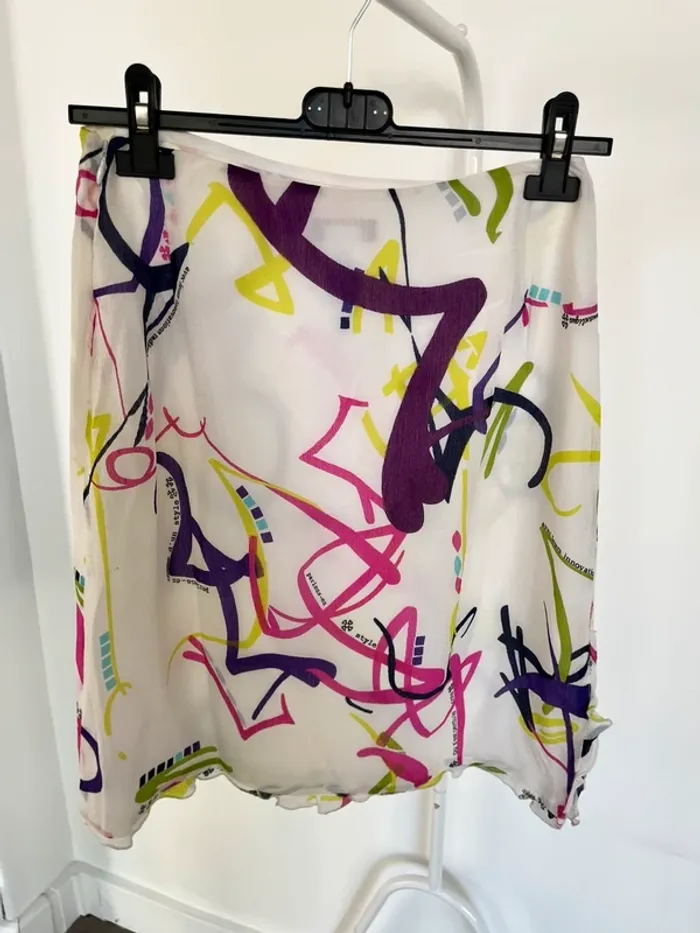 Jupe courte blanc multicolore Christian Lacroix