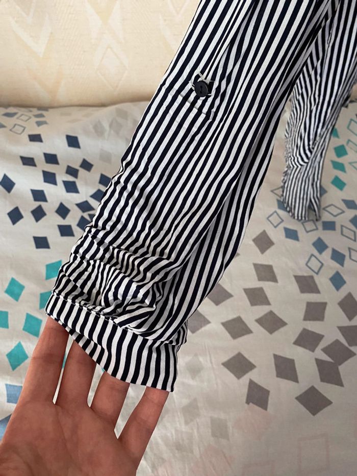 Superbe belle chemise bleu à rayures à noeud Colloseum taille S - photo numéro 6