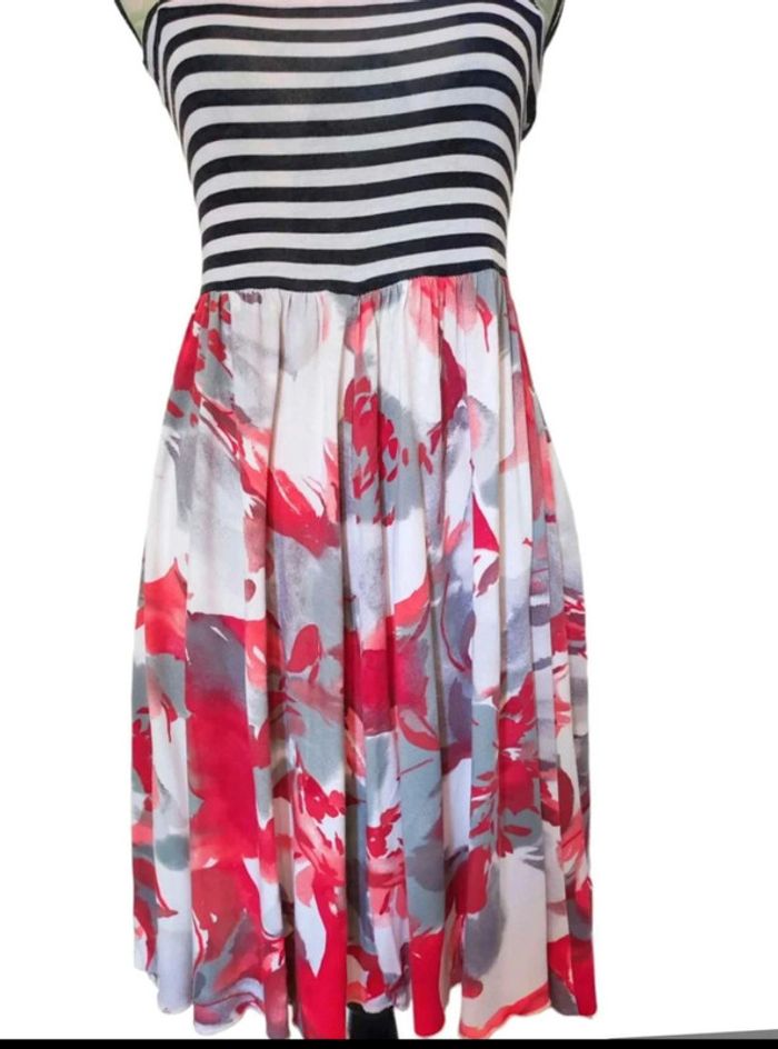 robe bustier rayures fleurs printemps été 36