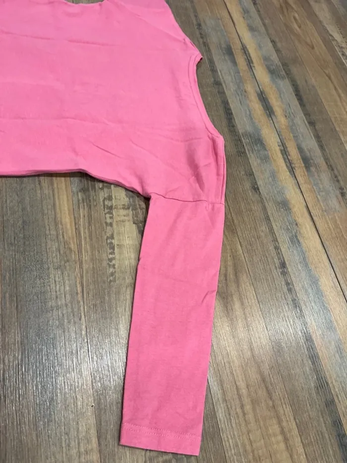 T-shirt manches longues rose motif chat et caniche - photo numéro 6