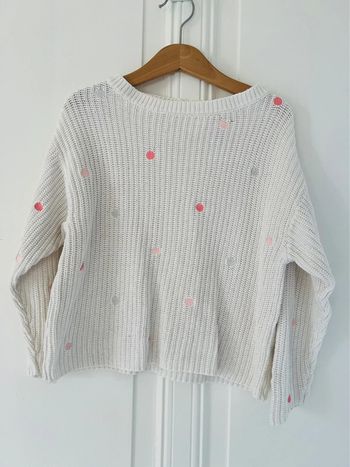 Pull en maille blanc Charlie et prune