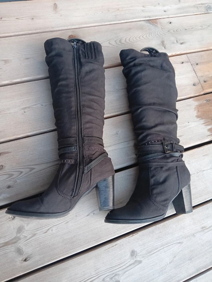 Bottes hautes noires daim - photo numéro 4