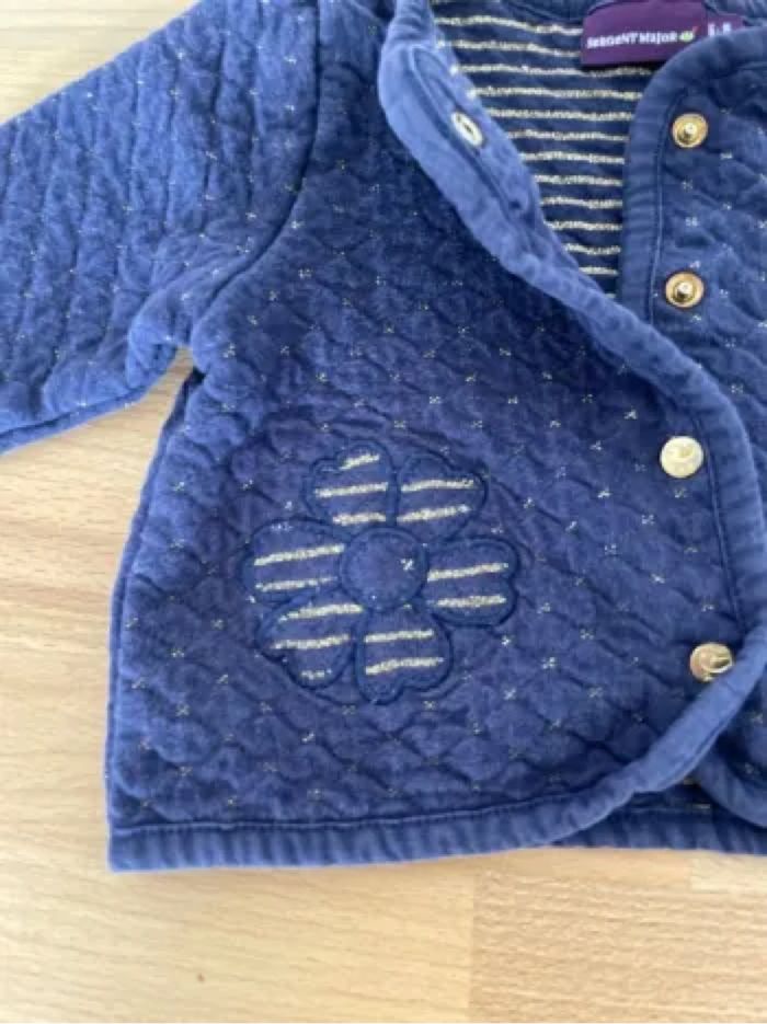 Gilet coton losanges bleu et doré - photo numéro 3