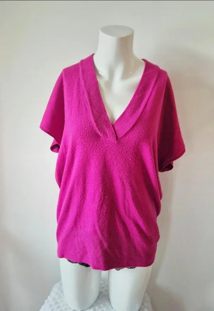 Pull manches courtes fuchsia M - photo numéro 2