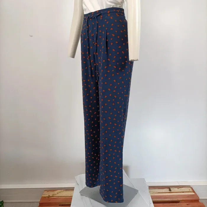 Pantalon fluide Damart bleu marine à pois rouille - Taille 44 - A154 - photo numéro 2