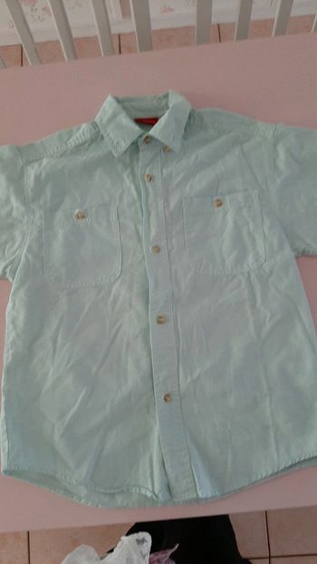 Chemise garçon manches courtes vert d eau 8 ans