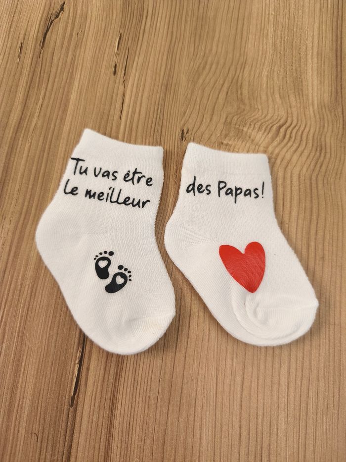 Chaussettes annonce grossesse cadeau surprise papa - photo numéro 2