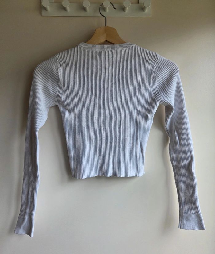 Pull court côtelé blanc Vintage Dressing - manches longues taille XS - photo numéro 5