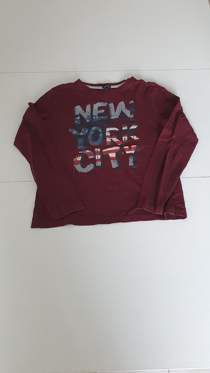 T shirt bordeaux manches longues en 10 ans