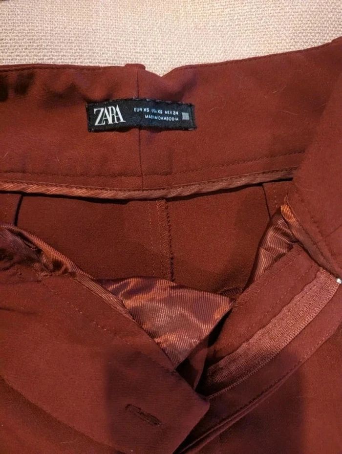 Pantalon classique zara couleur marron/brique - photo numéro 4