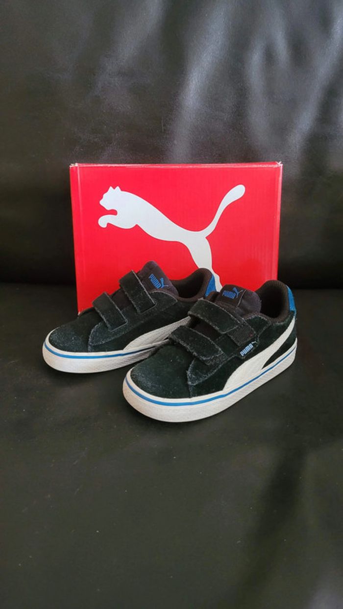 Chaussures basket sneakers à scratch enfant Puma noires T 24 garçon