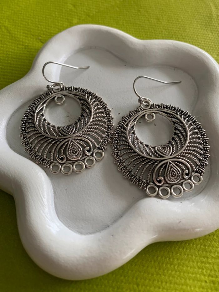 Boucles d’oreilles bohémiennes tendances en alliage de zinc argenté - photo numéro 2