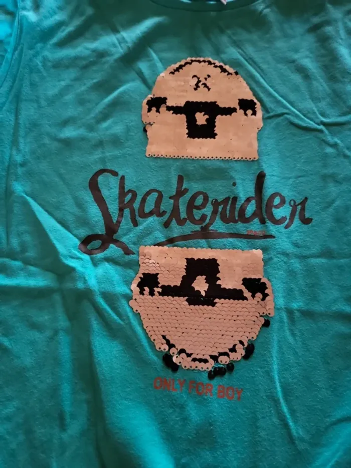 Tee-shirt manche courte turquoise - photo numéro 3