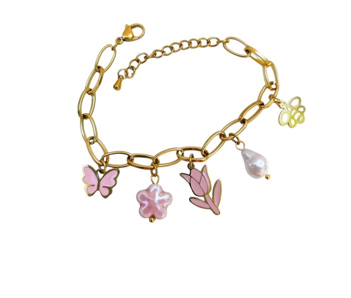Bracelet fleur rose ✅