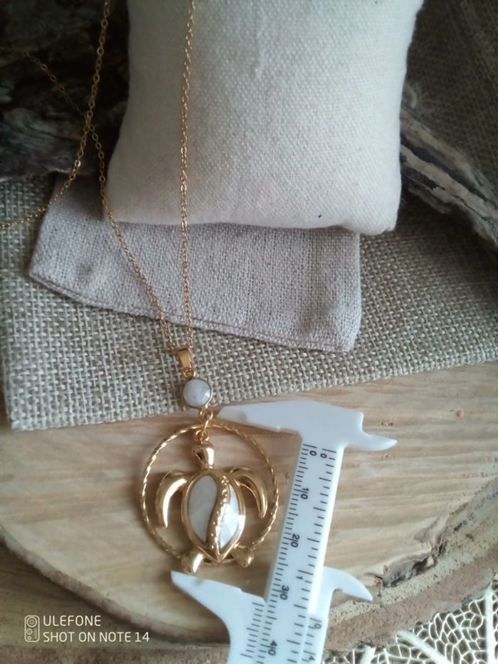 Collier tortue nacrée et pierre de lune naturelle - photo numéro 4