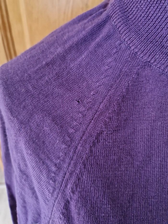 Pull fin col roulé laine mérinos taille 38 violet  vintage - photo numéro 3