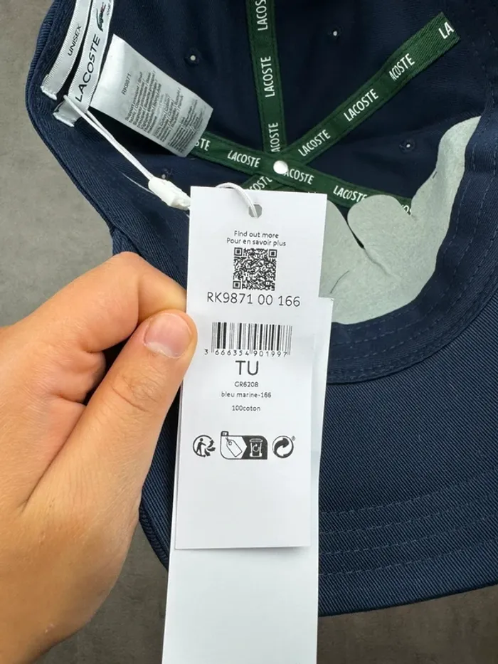 Casquette Lacoste Bleu marine Logo Brodé Neuve - photo numéro 7