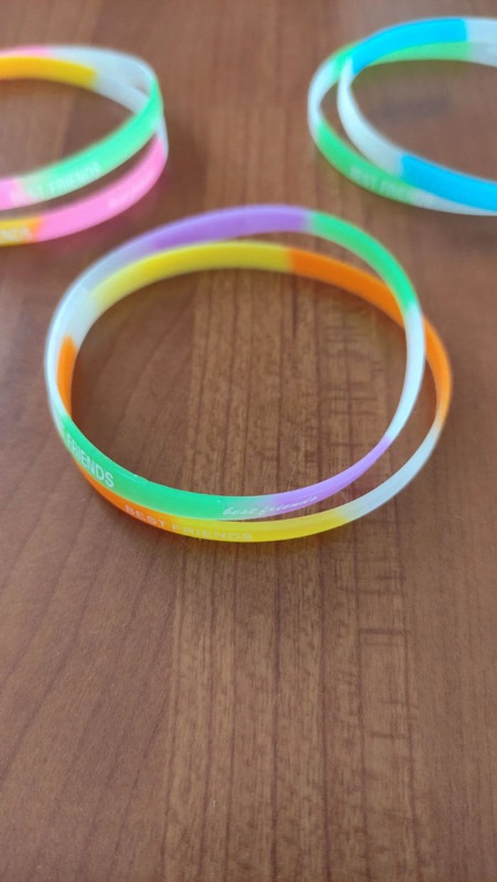 Lot 6 bracelets élastiques best friends multicolore - photo numéro 3