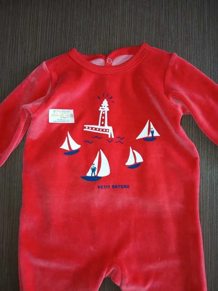 Pyjamas chaud en velours mixte petit bateau 3 mois - photo numéro 3