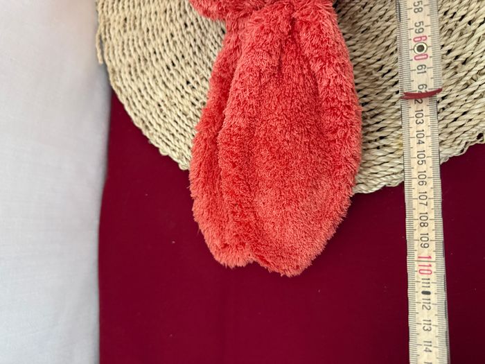 doudou lapin rouge point sur ventre pattes lignée - photo numéro 6