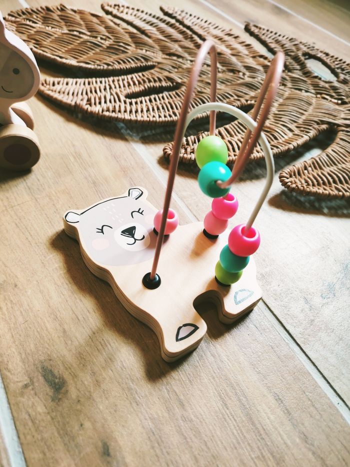 Lot de 2 bouliers ours et licorne en bois - photo numéro 2