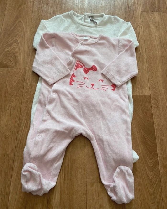 Lot de 2 pyjamas velours fille 3/6M