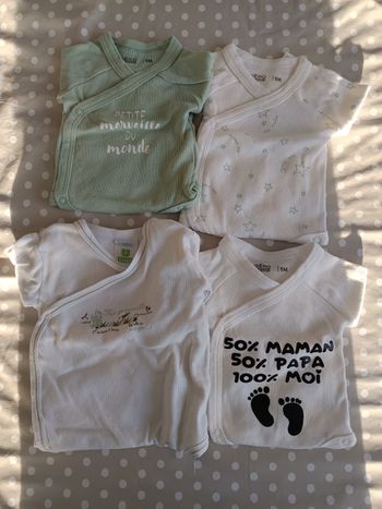 Lot de 4 bodies manches longues 1 mois Gémo U bio