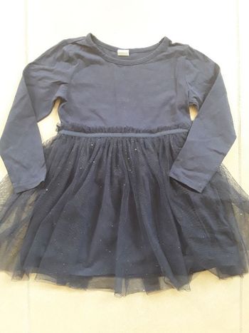 Robe de fête bi-matière bleu marine 3-4 ans H&M TBE