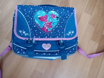 Cartable bleu et rose