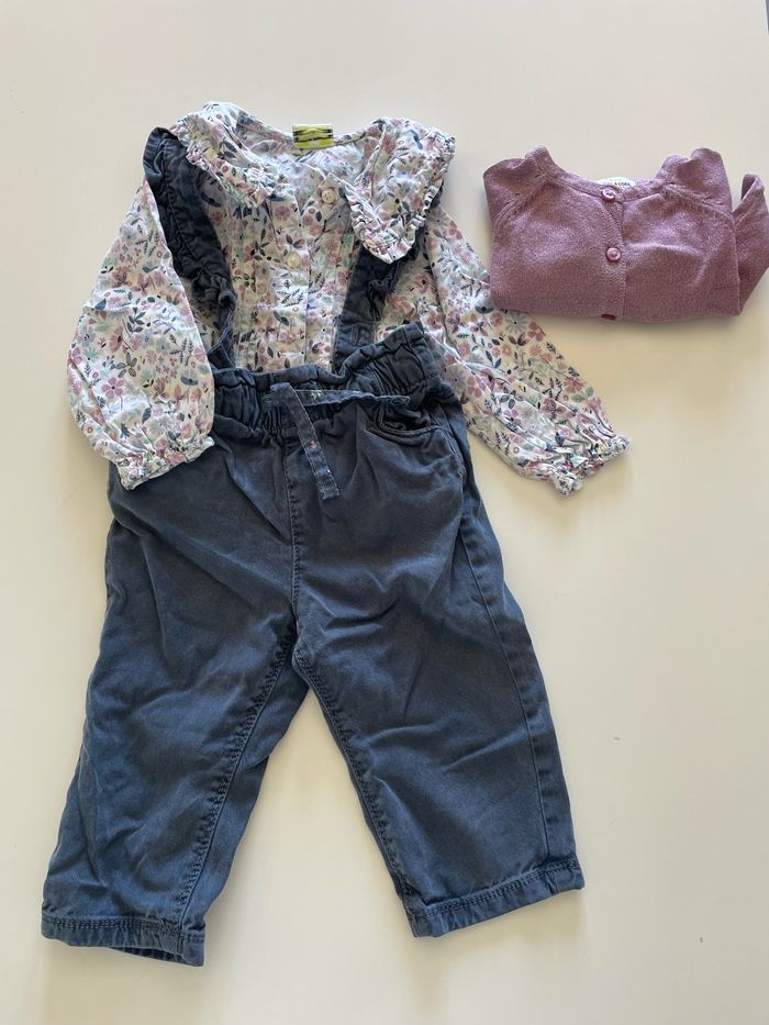 Ensemble salopette + chemisette + gilet