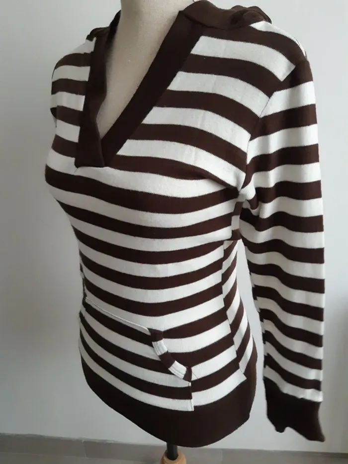 Pull rayé à capuche Jinger Mode - photo numéro 4