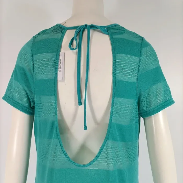 Robe longue bleue turquoise verte ajourée avec dos nu - robe de plage Taille 38 - A135 - photo numéro 7