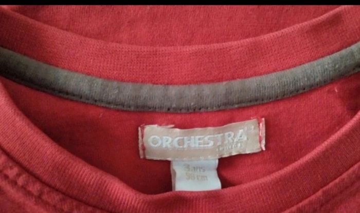 Tee-shirt manches longues rouge imprimé Orchestra taille 3 ans - photo numéro 3