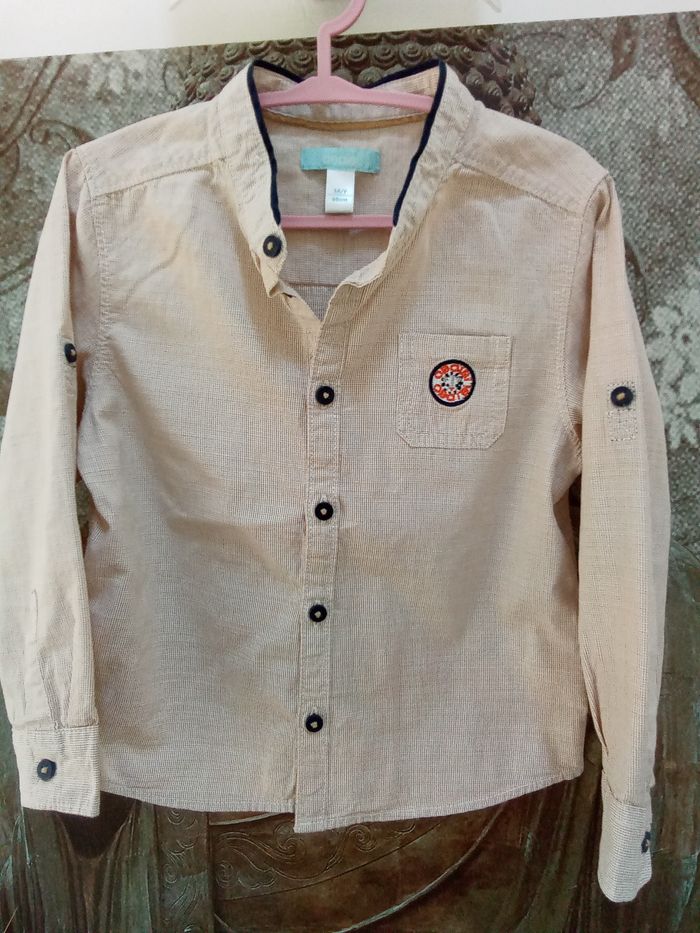 Chemise tons beige manches longues réglables Obaibi taille 3 ans - photo numéro 7