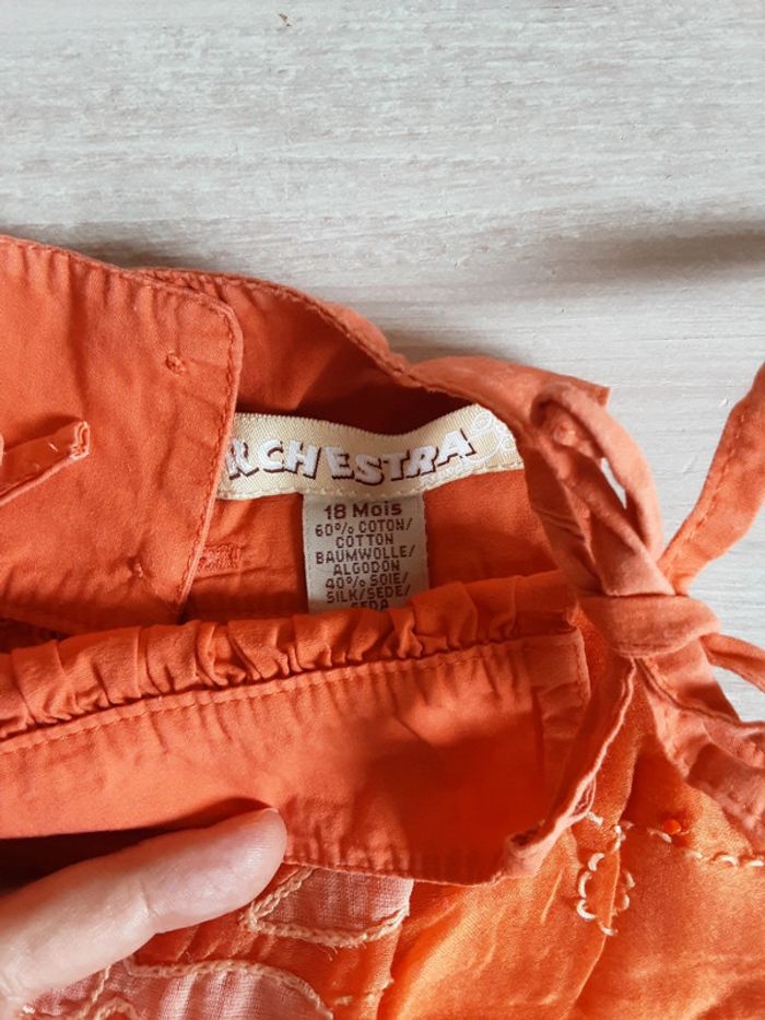 Chemise coton et soie fleur orange T. 18 mois - photo numéro 2