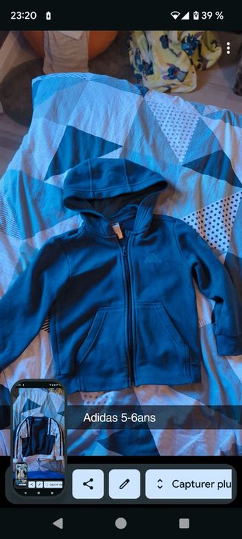 Gilet veste adidas bleu 5-6 ans