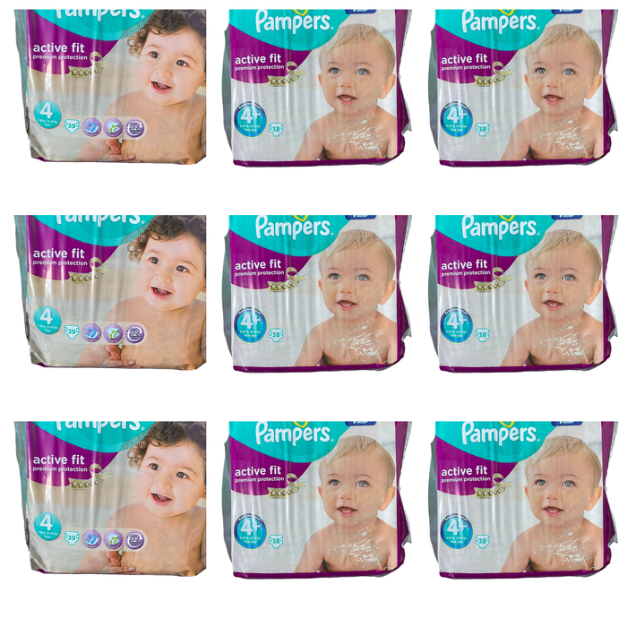 Lot de 351  Couches Pampers  Active fit Premium protection  7-18 kg kg  Taille  4 Neuf