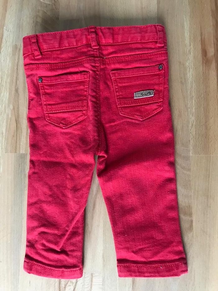 Pantalon jean rouge cyrillus 9 mois - photo numéro 3