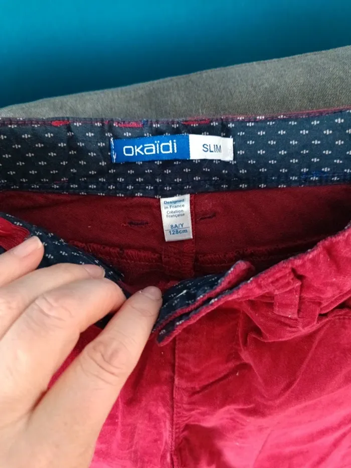 Pantalon garçon velours bordeaux 8 ans - photo numéro 2