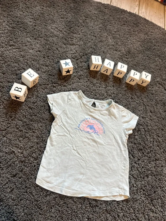 T-shirt fille dauphin soleil 36 mois Kimbaloo