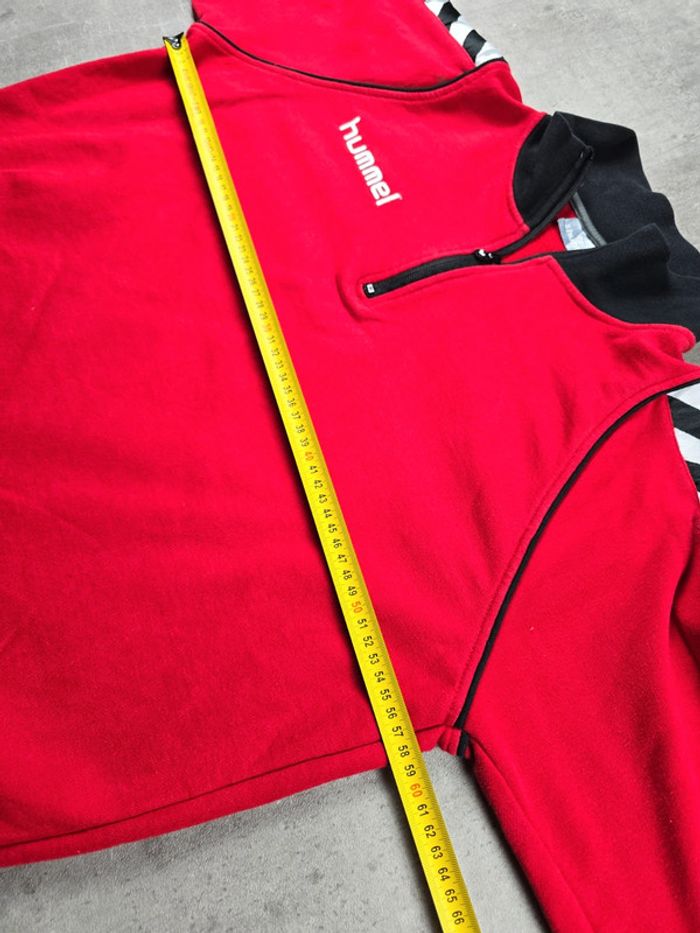 Sweat Hummel Rouge Vintage 90s col camioneur full zip Sportwear Unisexe Chevron Rétro taille L - photo numéro 8