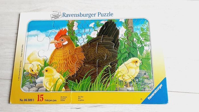 Jeu jouet puzzle 15 pièces Ravensburger thème poule et poussins