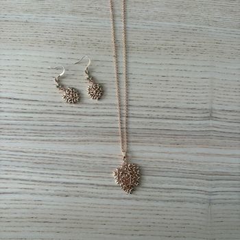 Ensemble boucles d’oreilles et collier • rose doré 🌿