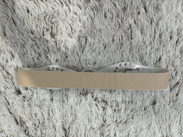 Ceinture blanche à double boucle aspect vinyle froissé - photo numéro 8