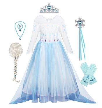 Déguisement robe princesse Elsa perruque 5-6ans