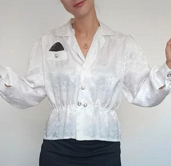 Chemisier soirée satin blanc vintage chic TU