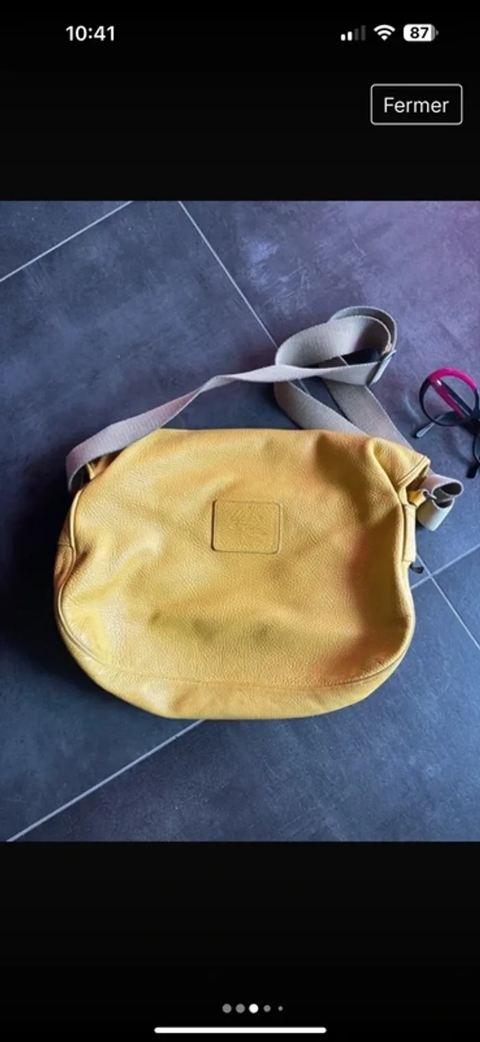 Véritable sac besace vintage #upla moutarde - photo numéro 3