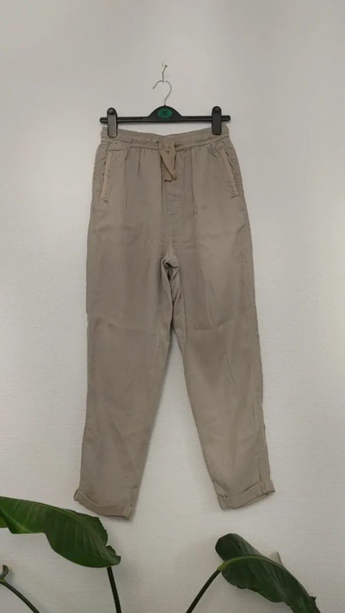 Pantalon en lin beige