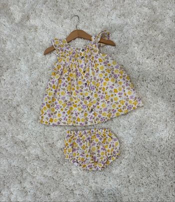 Robe fleurie bébé fille avec cache couche
