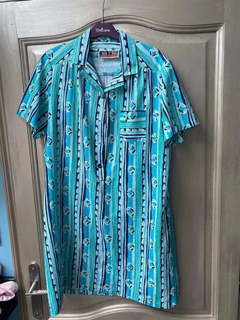 Blouse vintage verte et bleu Cécile d’orges 42/44